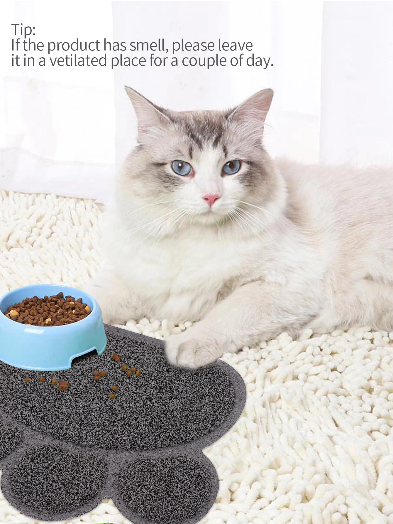 A cat claw shape waterproof pet cat and dog feeding mat, non-slip cat food mat, dog water bowl mat for indoor use