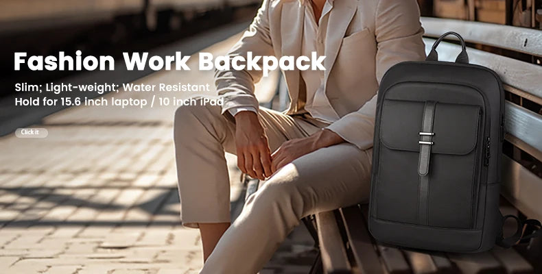 HK Business Roll Top Men's Backpack Large Capacity 15.6 Inch Laptop Bag Waterproof Hiking Travel Backpack Expandable School Bags