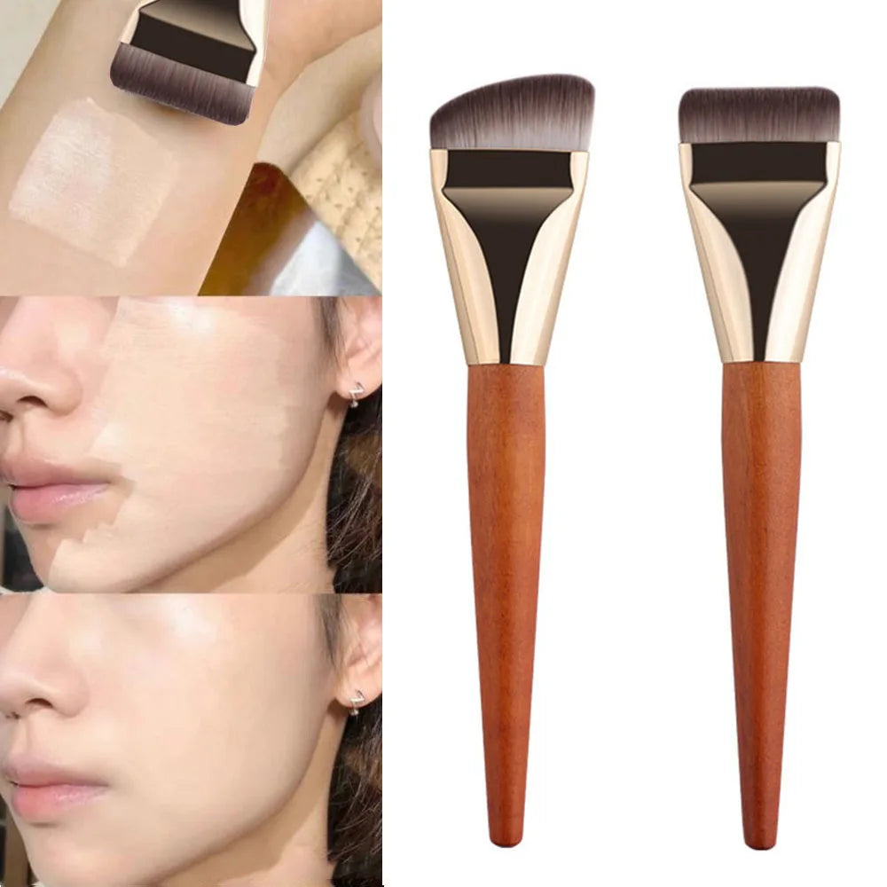 Foundation Brush With Wooden Handle Ultra Thin Flat BB Cream Makeup Brushes Concealer Foundation Natural Look Makeup Tool
