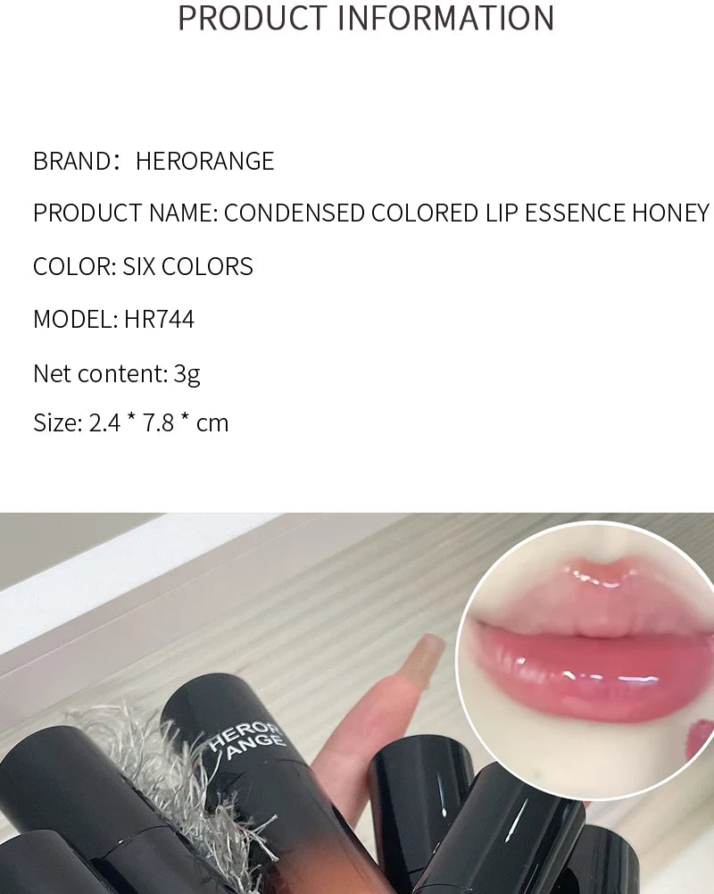 HERORANGE Color-Cooling Shimmering Lip Gloss Hydrating Silky Long-Lasting Color-Dyeing Clear Watery Mirror Lip Glaze