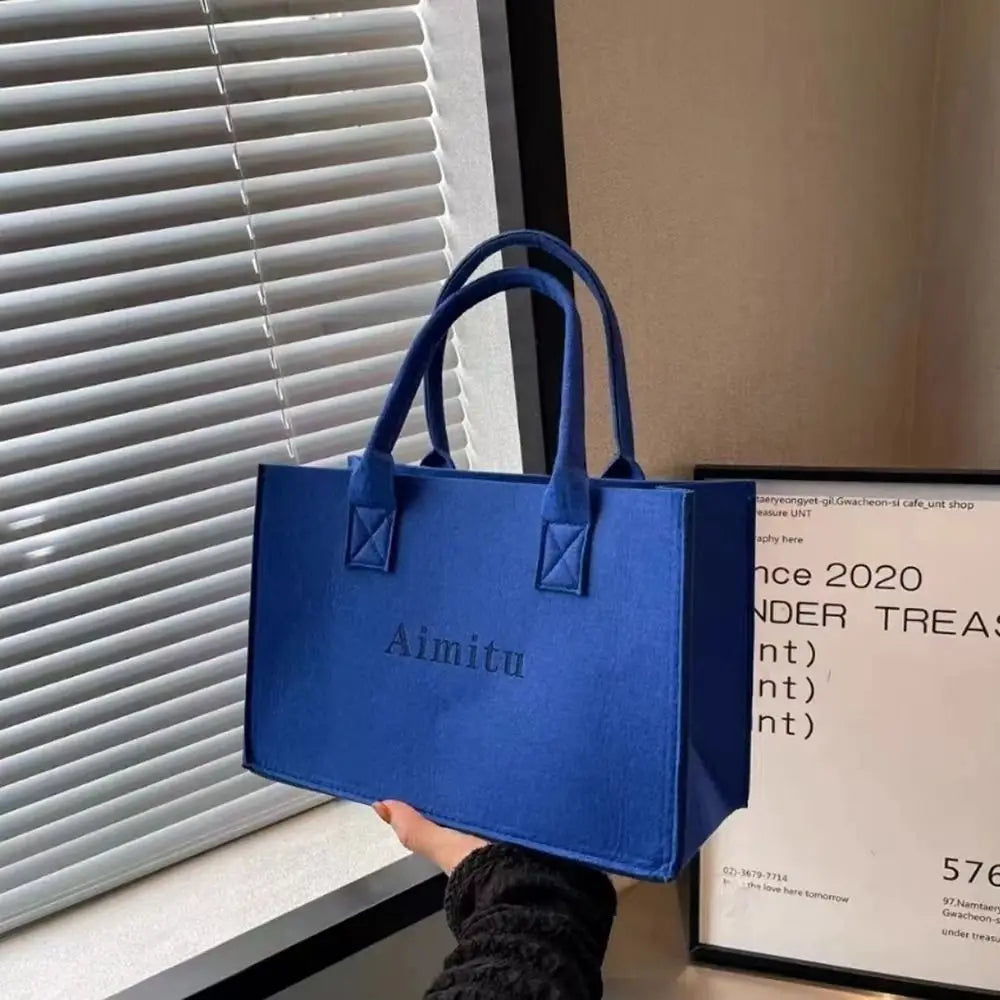S/M/L Women Korean Simple Felt Shoulder Bag Fashion Solid Color Messenger Bag Handbag Large Capacity Travel Casual Crossbody Bag