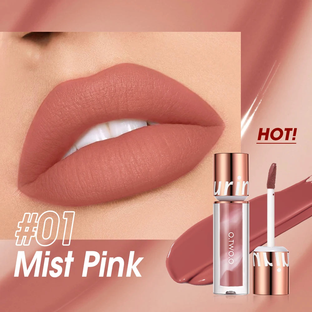 O.TWO.O Newest Lipstick Waterproof Makeup Lip gloss Rose Rouge Silk Liptint Matte Sexy Red Lip Stain Liquid Lipgloss