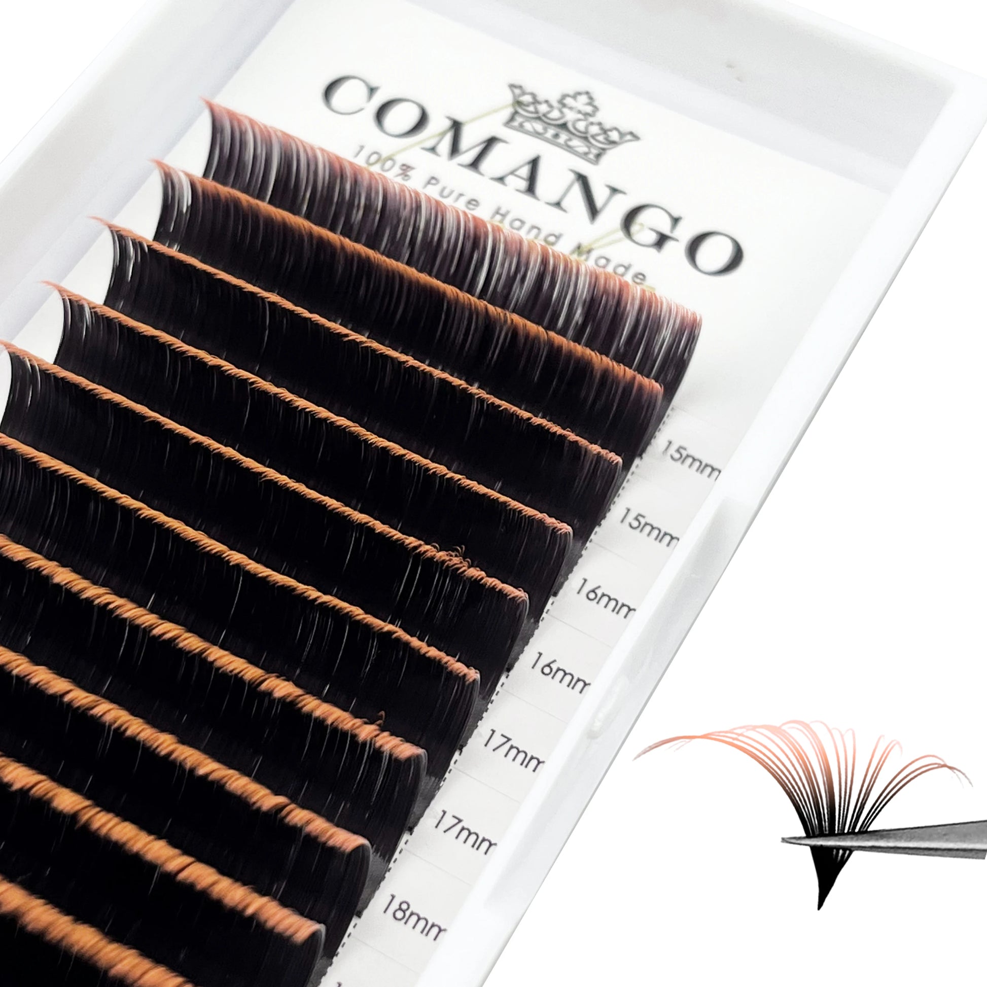 Dark Brown Easy fan Eyelash Extension Mix Mink Individual Ombre Eyelash Lashes High Quality Colorful Blooming Lashes Extension