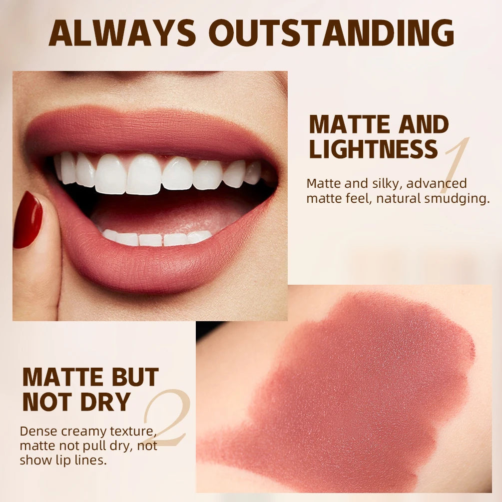 QIBEST 1PC Sexy Matte Lipstick Waterproof Long Lasting Color Rendering Non-stick Velvet Lips Liner Pencil Woman Makeup Cosmetics