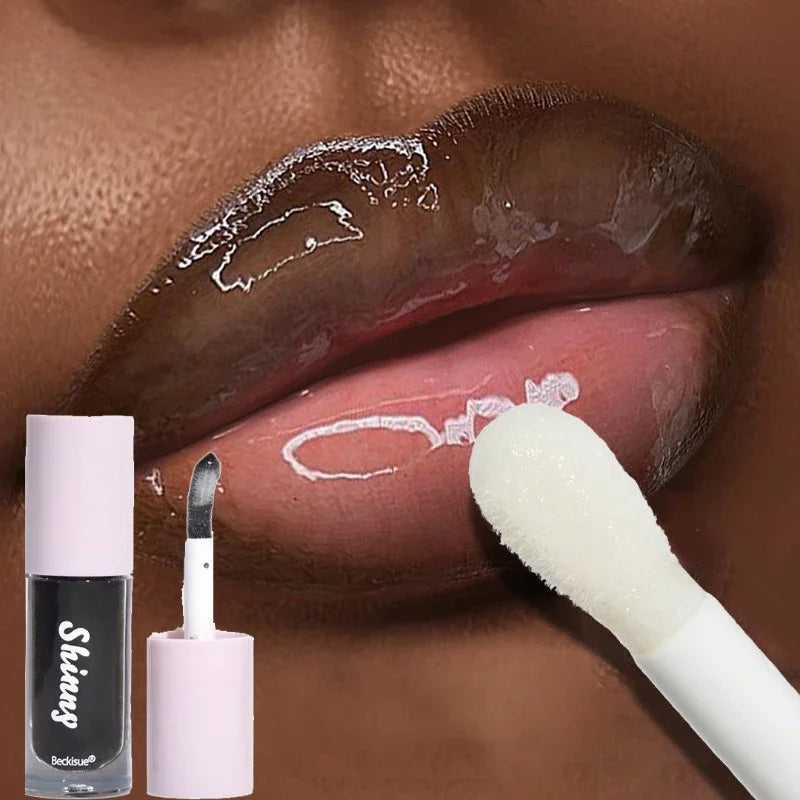 Translucent Black Sugar Lip Oil Water Gloss Jelly Mirror Lip Glaze Lipstick Lip Make Up Women Beauty Nonstick Cup  Lip Gloss