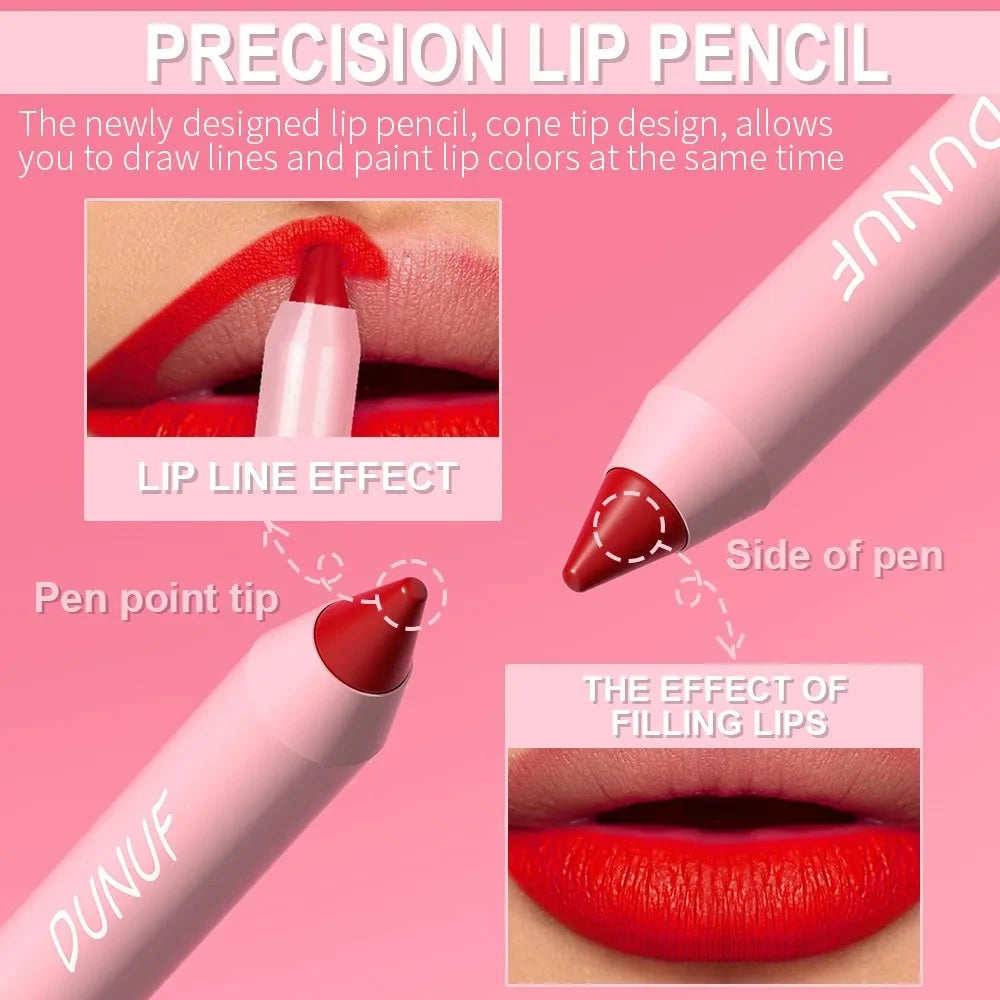 Sexy Dark Red Brown Lipstick Pencil Matte 18 Colors Lip Liner Crayons Rich Full Color Lip Tint Silky Natural Creamy Texture Pen