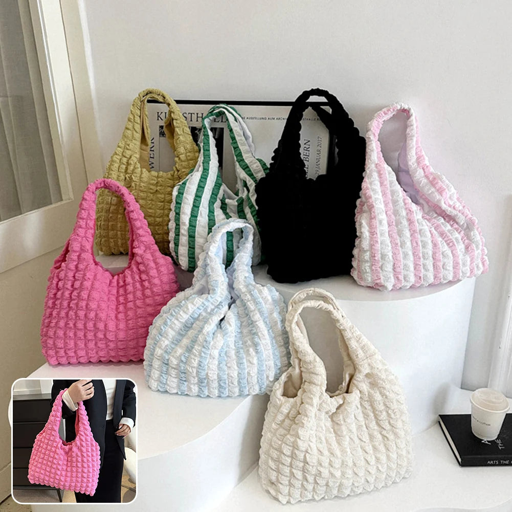 Elegant Handbag Pleated Cloud Bag Female Candy Color Large Capacity Shoulder Bag Handbags Shopping Girls Pouch Tote Bolsas