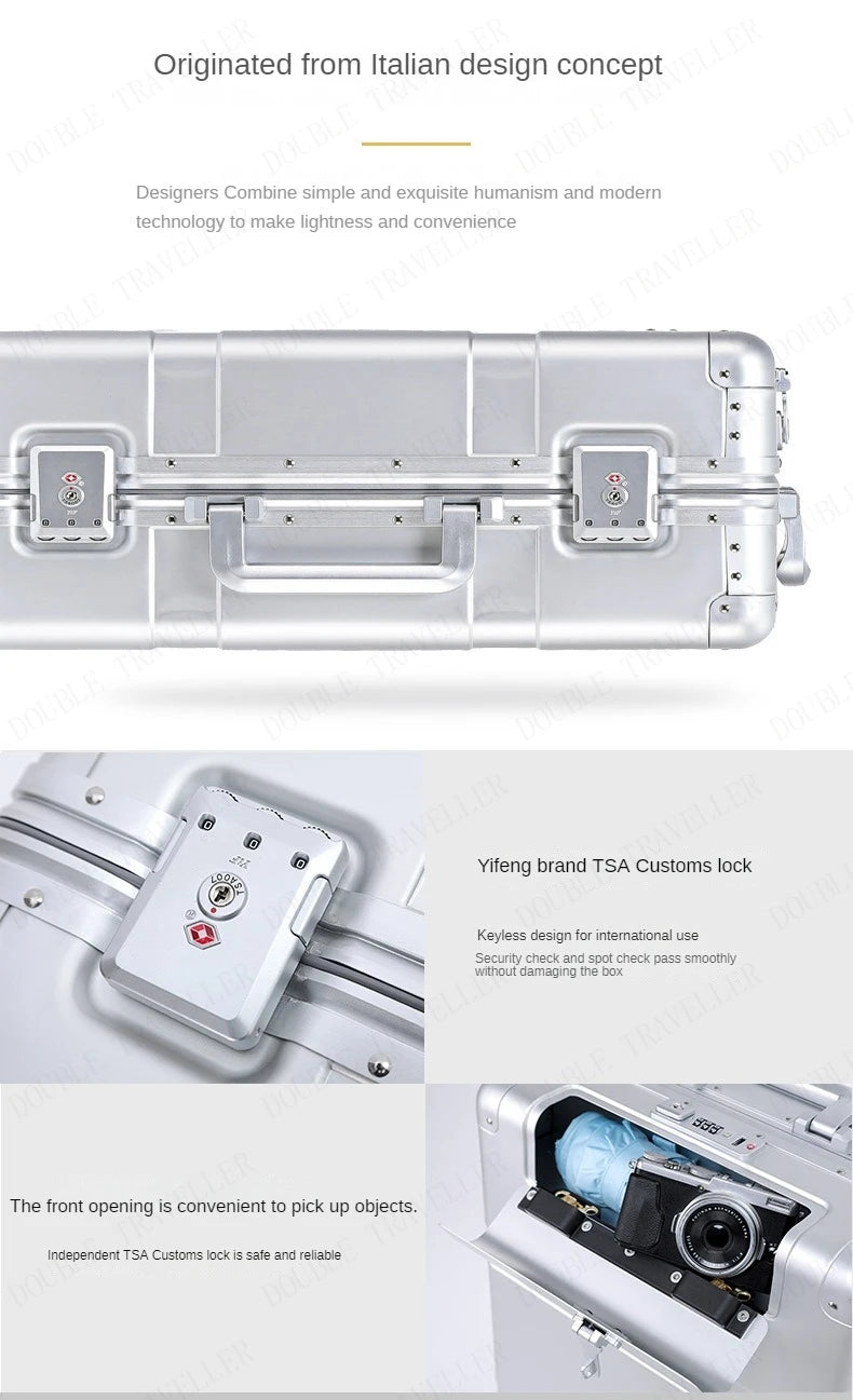 The Latest All Aluminum Travel Luggage High Quality Trolley Suitcase 20 Inch Carry on Luggage Men's and Women's Luggage