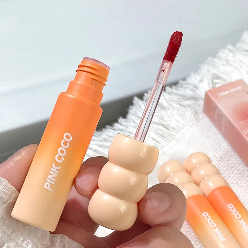 PINK COCO Sunset Galaxy Lip Glaze Matte Matte Velvet Lip Mud Low-saturation Tone Autumn and Winter Matte Lip Glaze