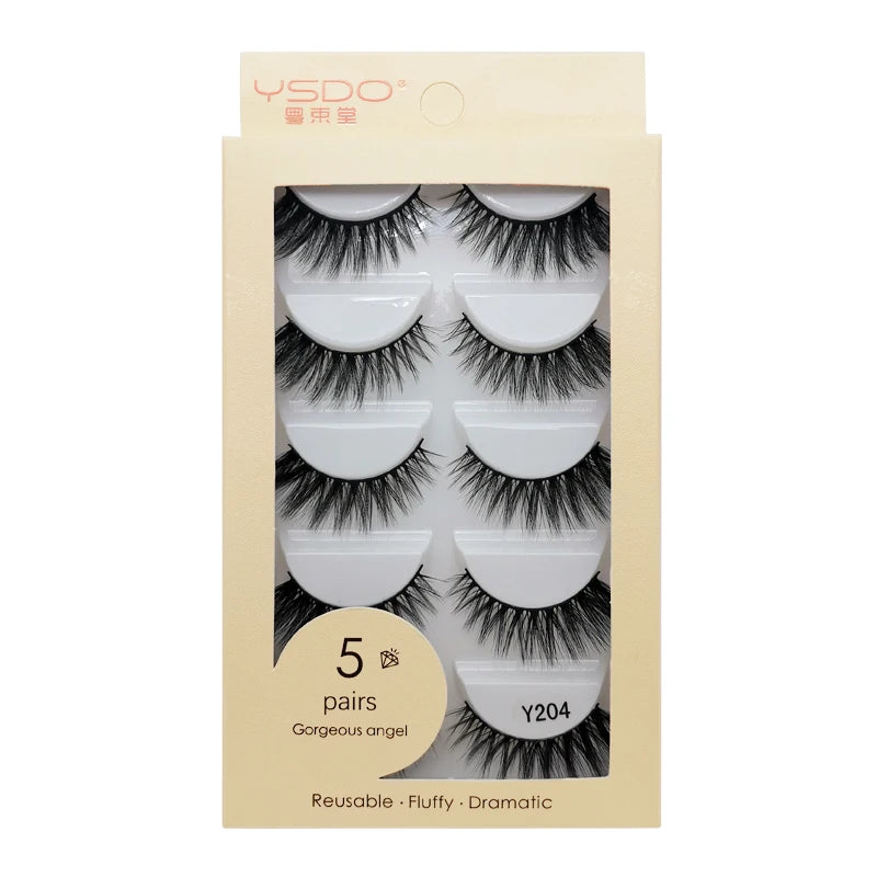 YSDO 3/5 Pairs 3D Mink False EyeLashes Winged Lashes Thick EyeLashes Makeup Fake EyeLashes Volume Lash Dramatic Mink EyeLashes