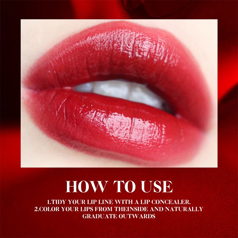 Hot Juice Red Lip Gloss Black Mirror Glass Water Light Clear Lip Glaze Waterproof Non Stick Liquid Lipstick Nude Lip Tint Makeup