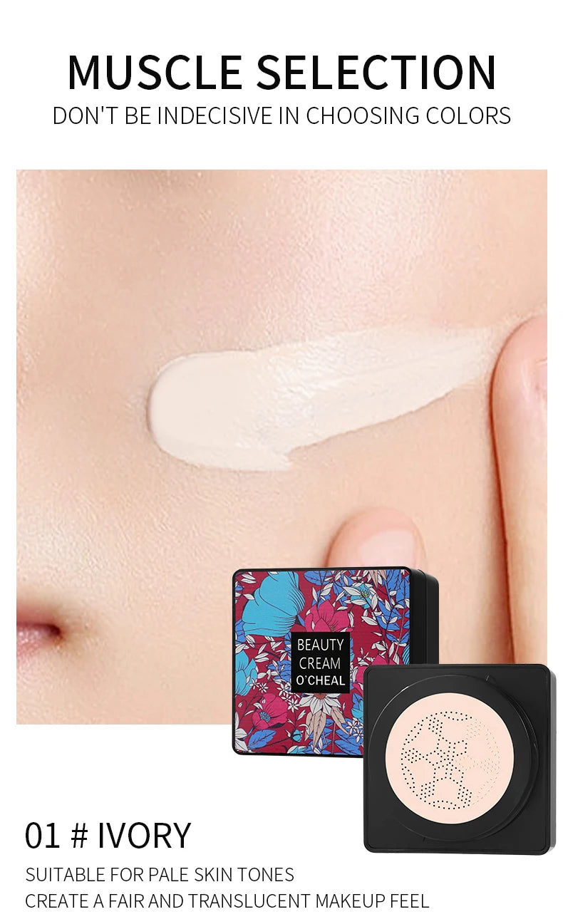 BB Cream Mushroom Head Air Cushion Powder Puff Moisturizing Brightening Foundation Concealer CC Cream Base Makeup Cosmetics