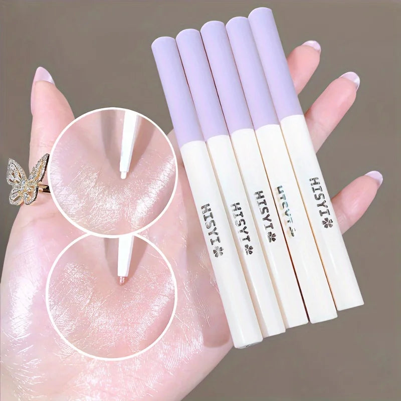 Pearly Glitter Eyeliner & Highlighter Pen - Waterproof, Sparkling Under Crease Eyeshadow Stick For Monochrome Eye Makeup