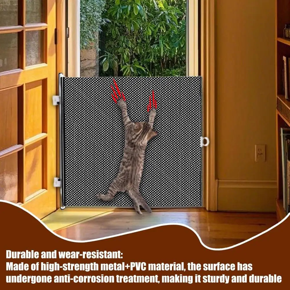 Dog Gate Retractable Pet Safety Gate Wide Pet Isolation Gate Indoor Mesh Fence for Dogs And kitten for Doorway Stairs Balcony