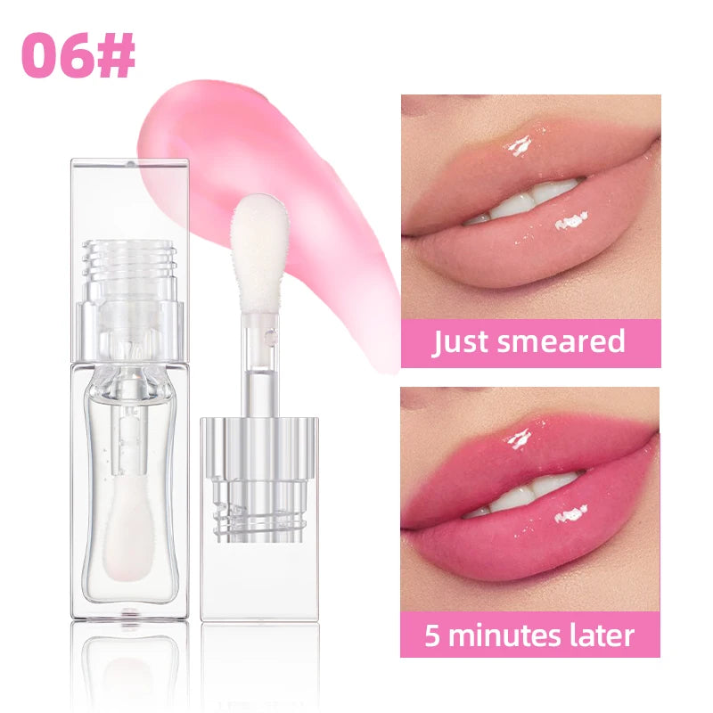 QIBEST Lip Oil Magic Warm Color Changing Lipstick Balm Lip Glaze Transparent Moisturizing Lipgloss Shiny Glitter Lips Cosmetics