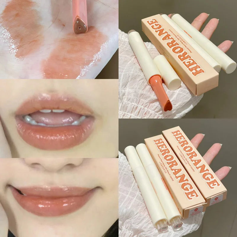 Crystal Honey Solid Lip Glaze Nude Rose Brown Plumping Lip Gloss Moisturising Jelly Tinted Lip Balm Hydrating Black Tea Lipstick