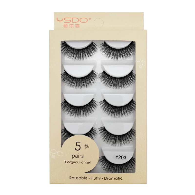 YSDO 3/5 Pairs 3D Mink False EyeLashes Winged Lashes Thick EyeLashes Makeup Fake EyeLashes Volume Lash Dramatic Mink EyeLashes