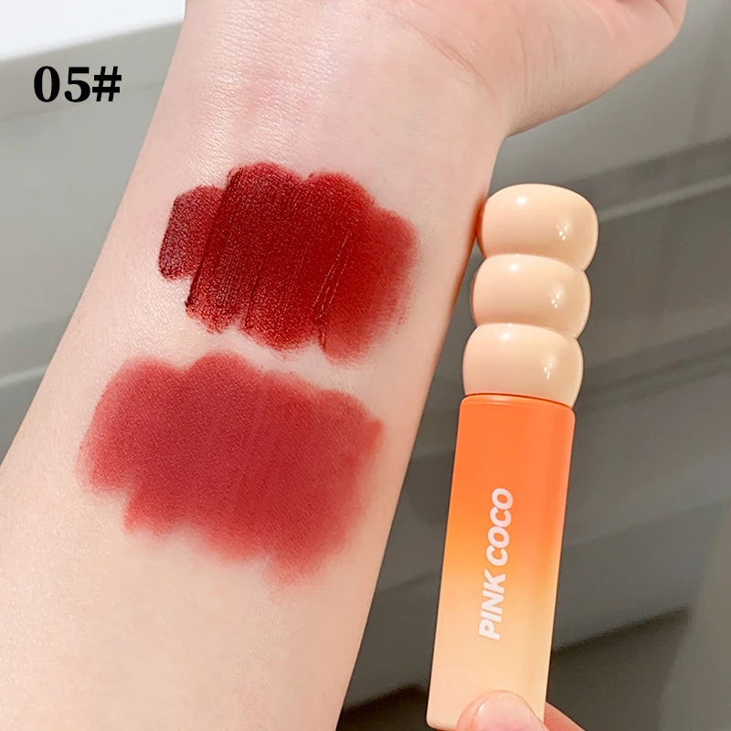 PINK COCO Sunset Galaxy Lip Glaze Matte Matte Velvet Lip Mud Low-saturation Tone Autumn and Winter Matte Lip Glaze