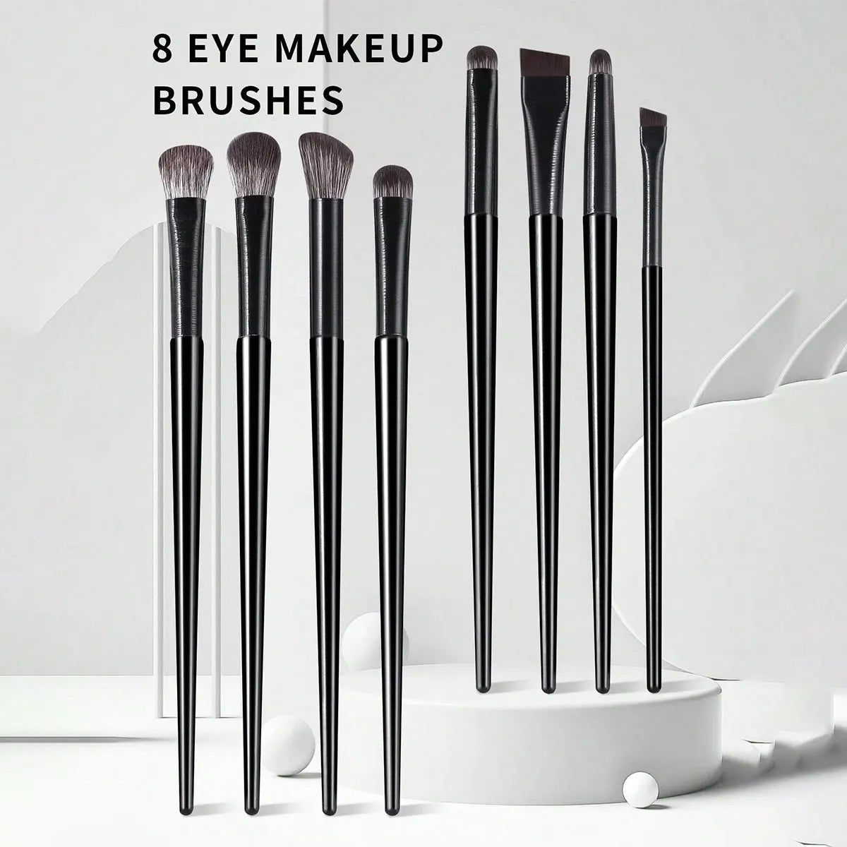 8pcs/Set Black Portable Eye Shadow Makeup Brush Kit