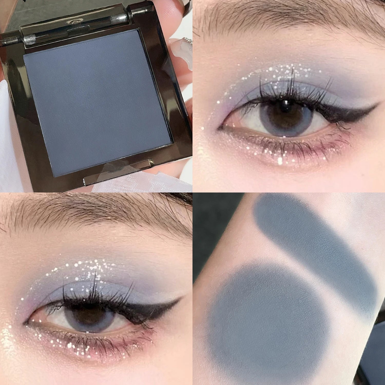 HISYI Dark Magic Monochrome Eye Shadow Pearlescent Matte Sequin Glitter Powder Eye Makeup Brightening Natural Makeup