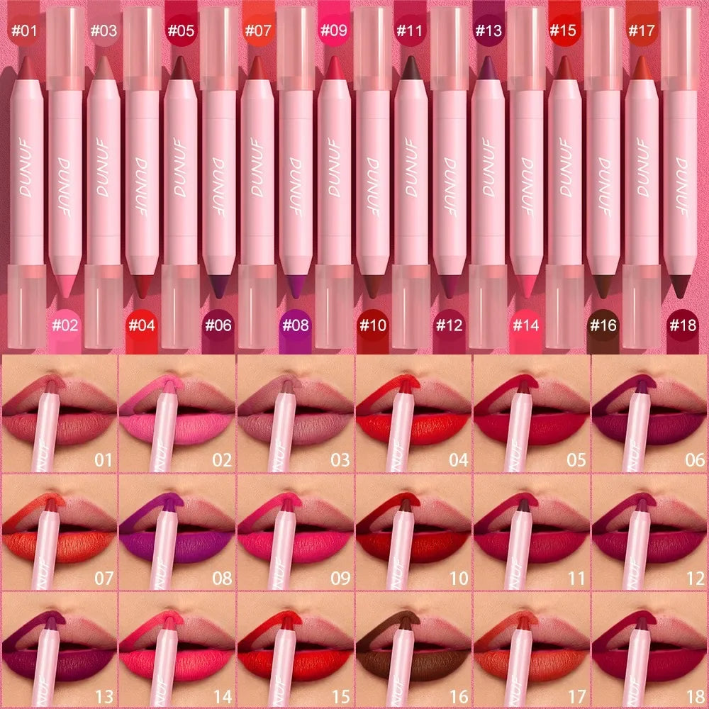 Sexy Dark Red Brown Lipstick Pencil Matte 18 Colors Lip Liner Crayons Rich Full Color Lip Tint Silky Natural Creamy Texture Pen