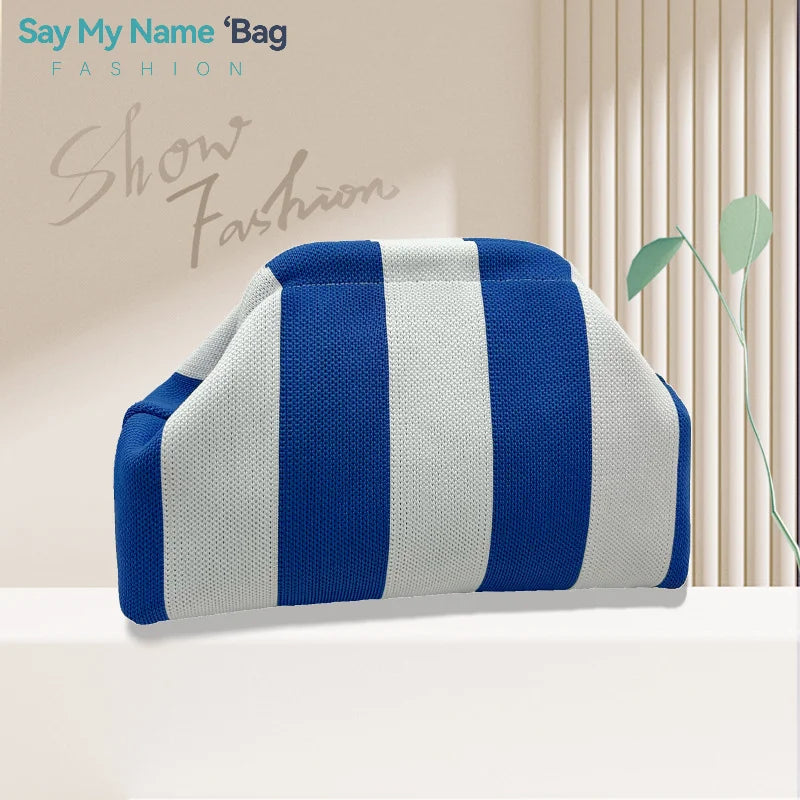 Summer Beach Clutch Bag for Women Woven Crochet Handbags Purses Knitting Dumpling Clutch Ruched Cute Cloud Casual Colorblock Bag