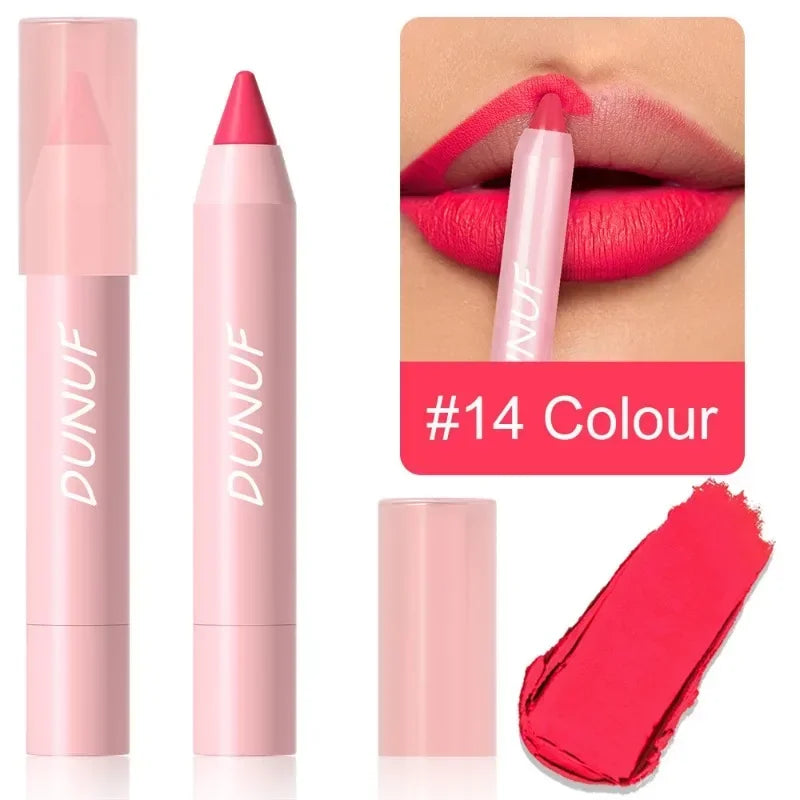 Sexy Dark Red Brown Lipstick Pencil Matte 18 Colors Lip Liner Crayons Rich Full Color Lip Tint Silky Natural Creamy Texture Pen