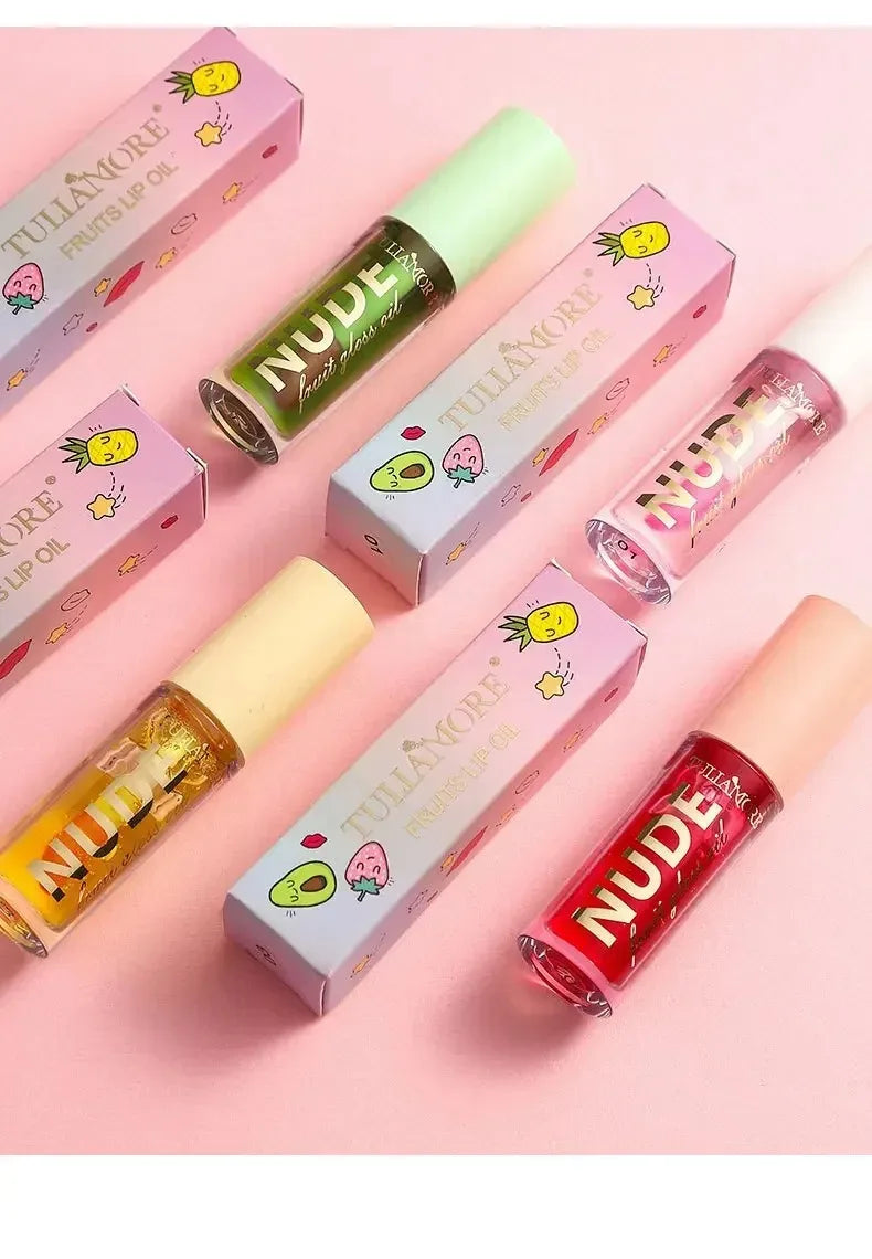 4 Colors Fruit Lip Oil Moisturizing Lip Plump Clear Hydrates And Shines Mirror Water Gloss Lip Glaze Liquid