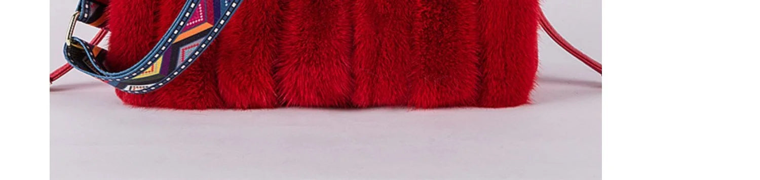 2021 New Mink Fur Bag Women Luxury Handbags Elegant Ladies Single Shoulder Bag Female Leather Solid Color Party Hand Bag