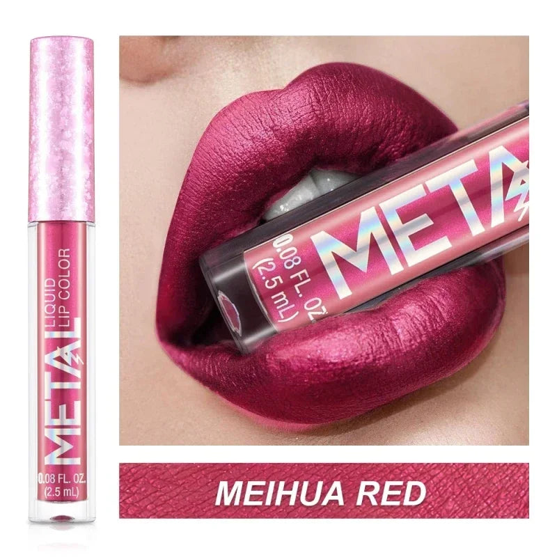 Waterproof Pearl Matte Lipstick Long Lasting Non-Stick Cup Lip Glaze Shimmer Glitter Metallic Lip Gloss Lips Makeup Cosmetics