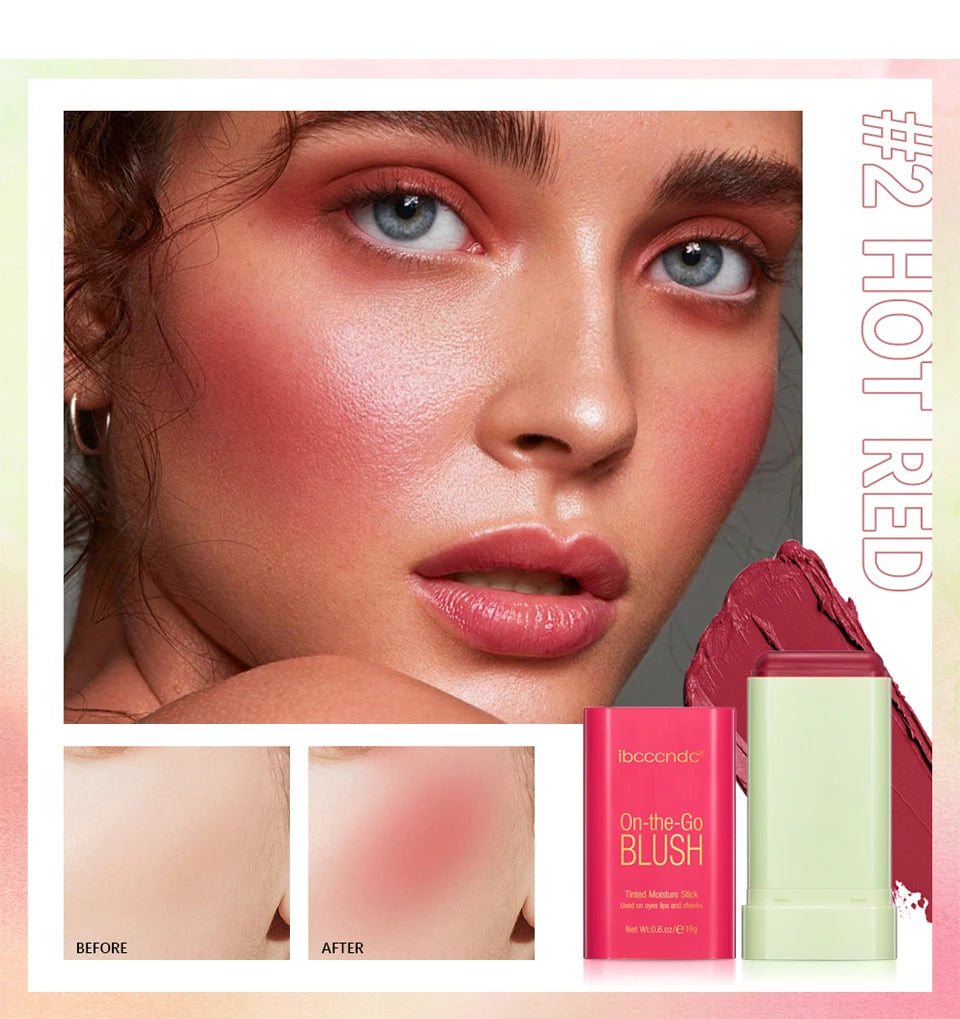 Tinted Mositure Blush Stick Face Pink Cream Cheek Blusher Cosmetics 3 in 1 Makeup Tubes used on lips eyes cheeks
