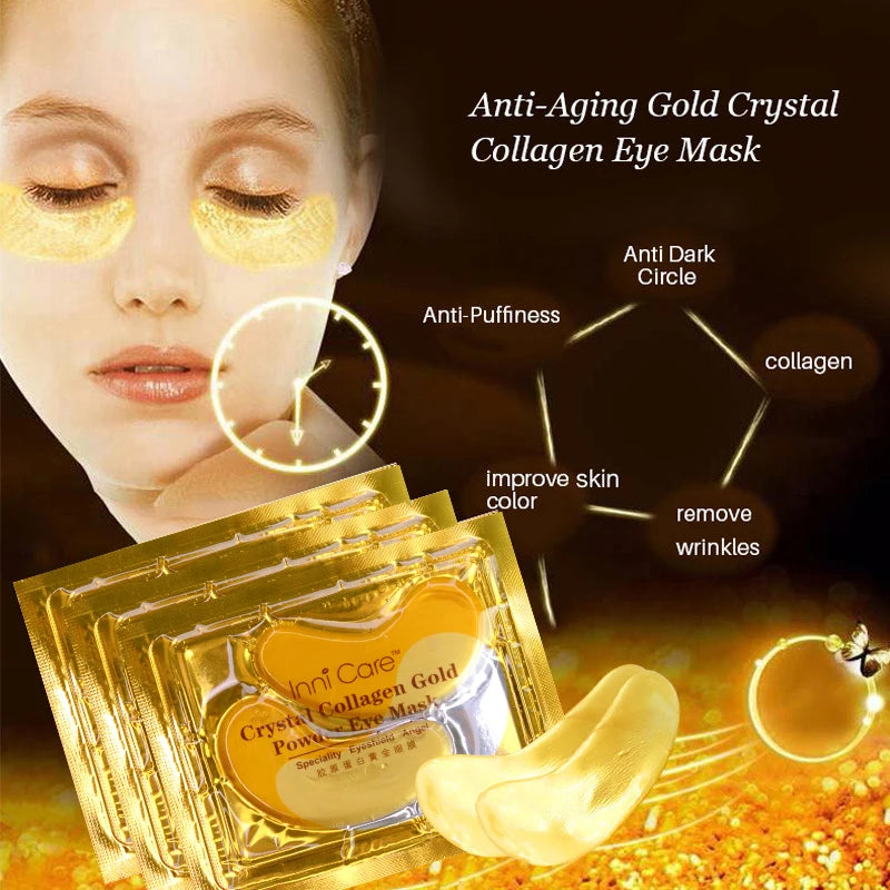 InniCare 40pcs Beauty Gold Crystal Collagen Patches For Eye Moisturizing Firming Eye Mask Korean Cosmetics Skin Care