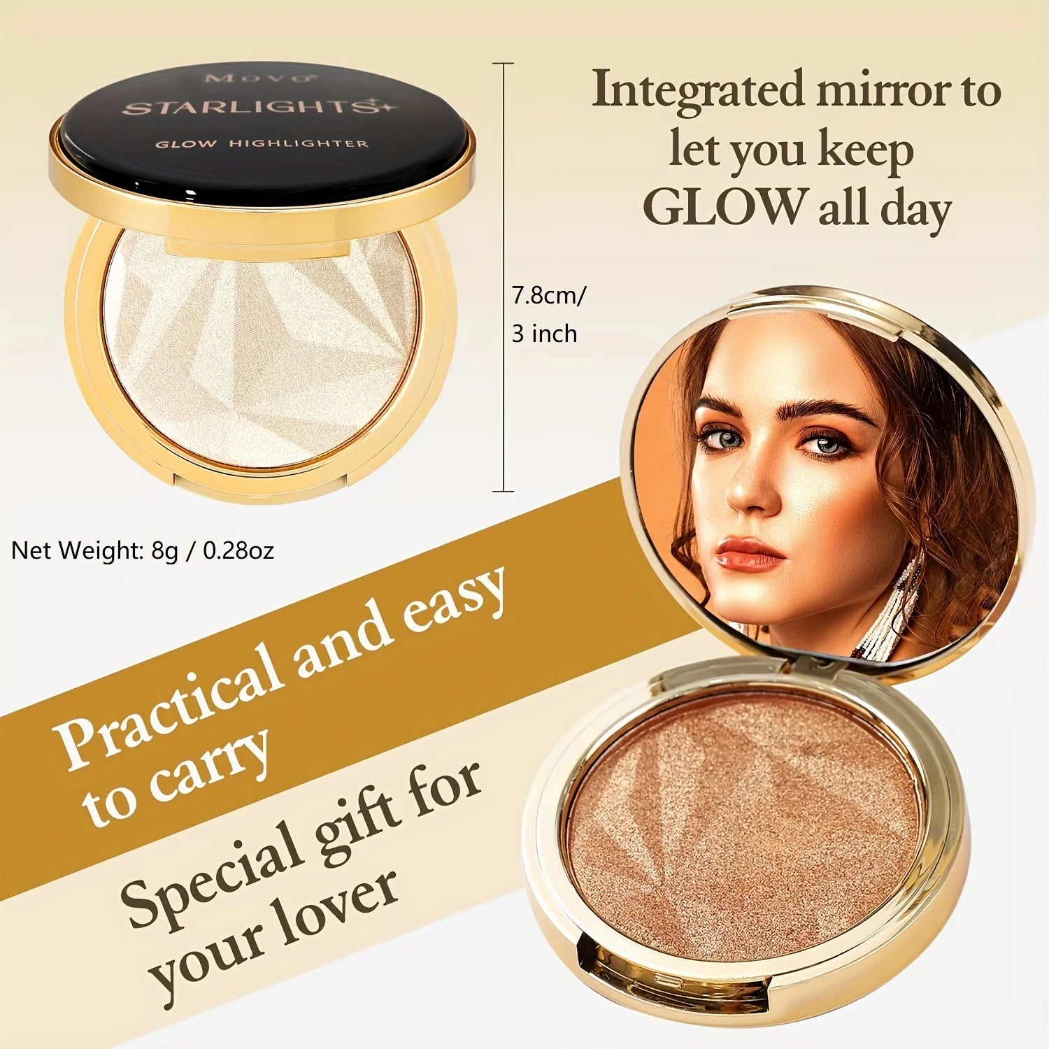 Face Highlighter Palette, Glow Bronzer Ultra-fine Powder Highlighter Makeup Palette, Highlighter Makeup Palette