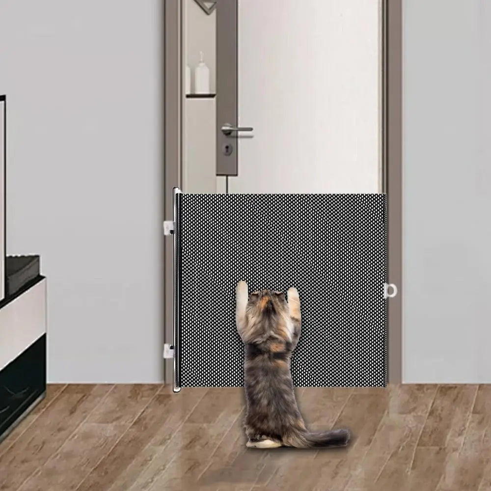 Dog Gate Retractable Pet Safety Gate Wide Pet Isolation Gate Indoor Mesh Fence for Dogs And kitten for Doorway Stairs Balcony