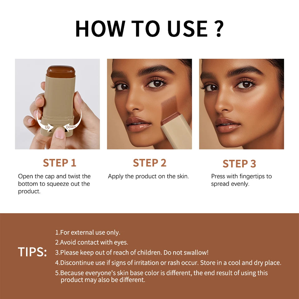 Foundation Tint Stick Balm Serum Boosted Skin Tint Foundation Stick Plumper Hight Coverage Travel Bronze Foundation Stick Makeup