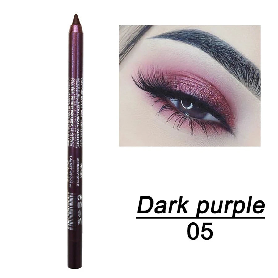14-Color Colourful Eyeliner Pen, High Pigmented Pearly Glitter ShimmerMetallic Finish, Smokey Punk Gothic Style Eyeliner, Long L