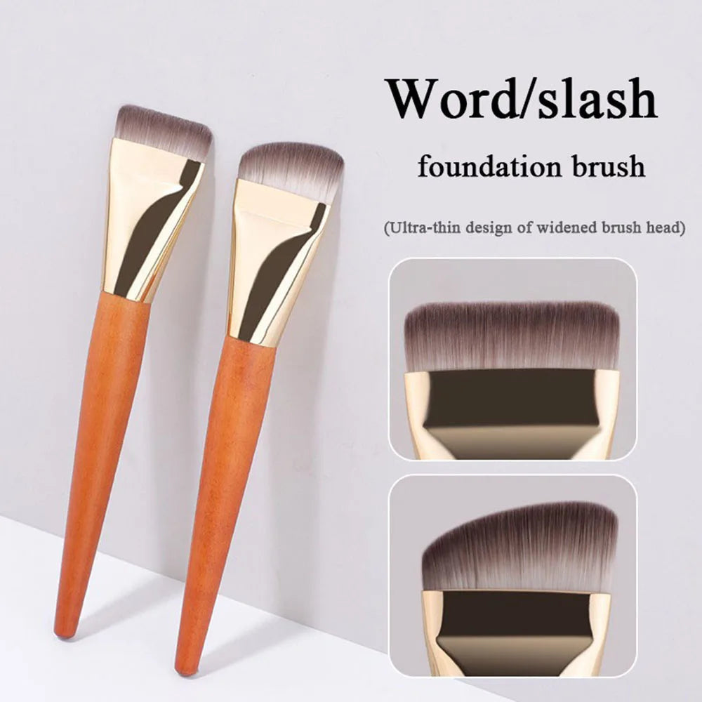 Foundation Brush With Wooden Handle Ultra Thin Flat BB Cream Makeup Brushes Concealer Foundation Natural Look Makeup Tool