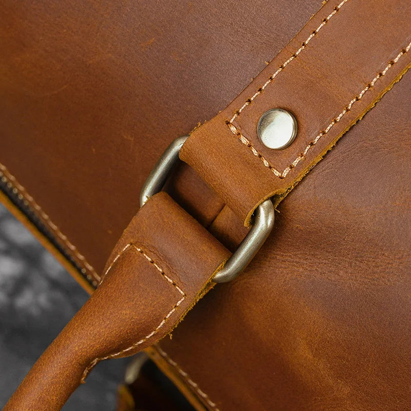 Fashionable Style Men's Leather Travel Handbags Real Cowhide Leather Duffle Bags For Man Male Weekend Bags With Shoe Pocket