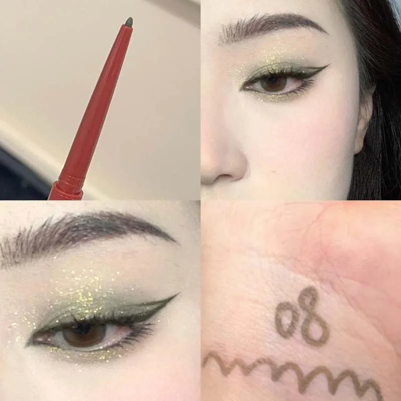 Matte Brighten Lying silkworm Eyeliner Gel Pen Waterproof Quick Drying Pink Brown Ultra fine Eye Shadow Pen Not-Smudge Makeup