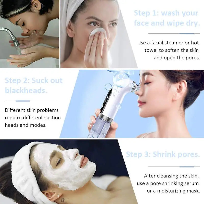 Electric Small Bubble Blackhead Remover USB Rechargeable Water Cycle Pore Acne Pimple Removal Vacuum Suction Facial Cleaner Tool