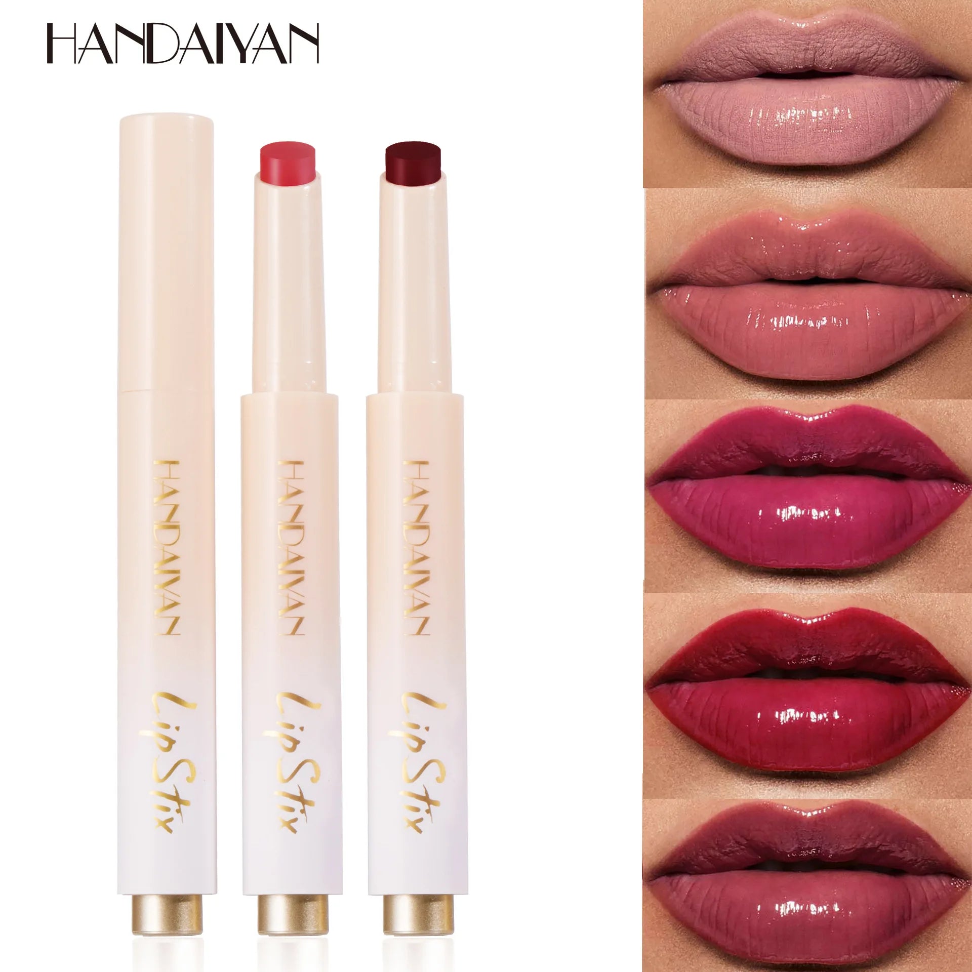 HANDAIYAN 8-color hydrating mirror color pressed lipstick pencil pearl long-lasting moisturizing hydrating lipstick pen