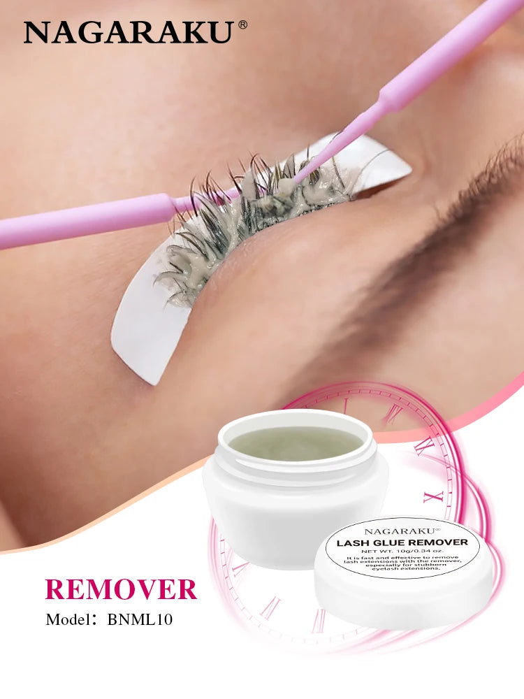 NAGARAKU Fast Remove Safe Eyelashes Glue Remover Eyelash Extension Remover Non-irritating Makeup Tool Lemon Strawberry Flavor