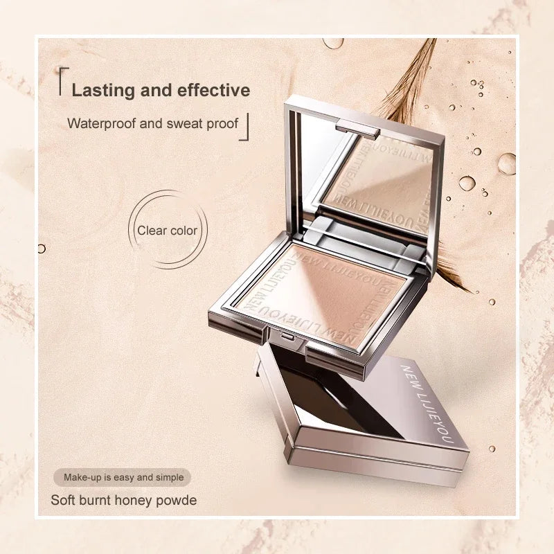 Waterproof powder with mirror, durable makeup, full face coverage, compact powder, cosmetics base, 3 colors