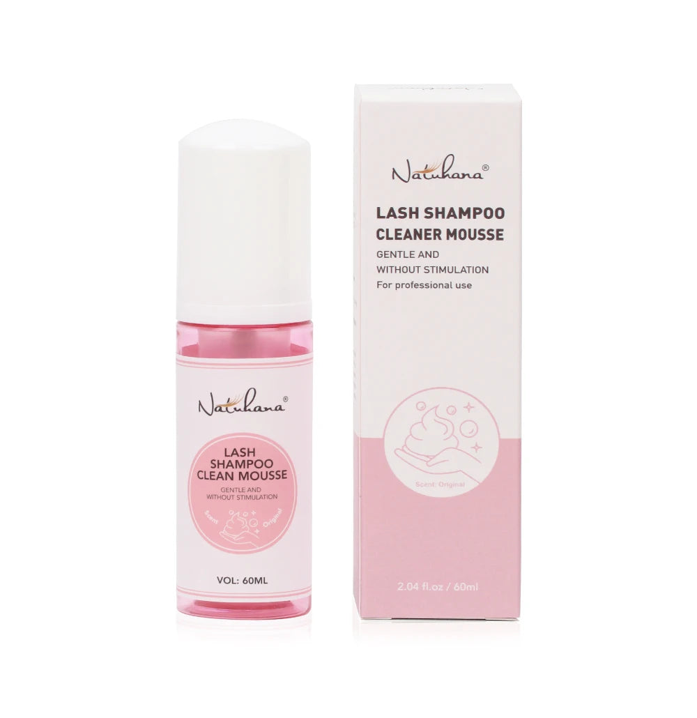 Natuhana 60ml Eyelash Extension Shampoo Mousse False Eyelashes Glue Accessories Lash Cleaning Foam No Stimulation Makeup Tools