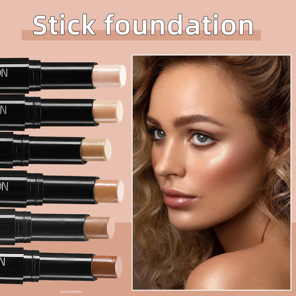 6 Color Face Concealer Contouring Stick Face Bronzer Beauty Contour Makeup Base Foundation Cream Matte High Coverage Cosmetics