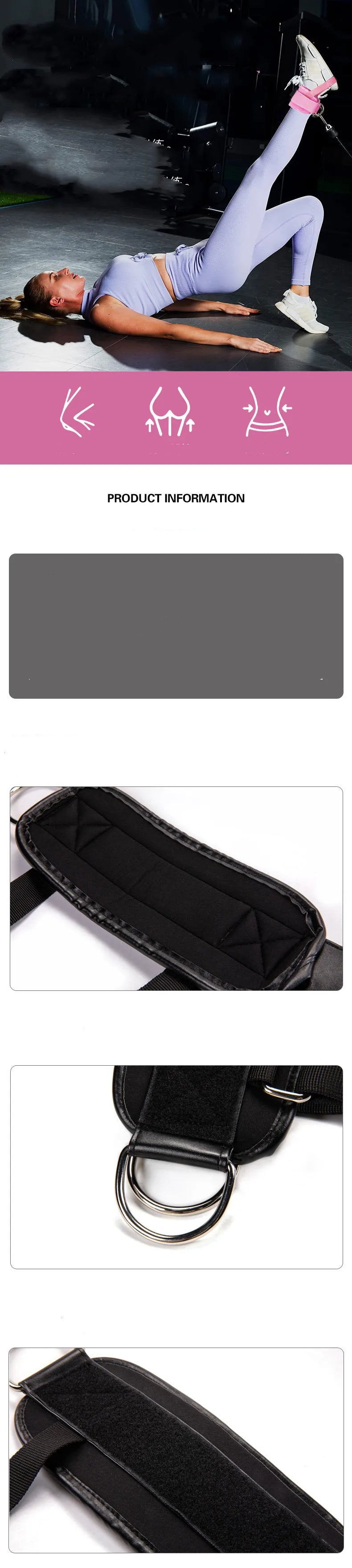 1Pair PU Padded Ankle Straps Ankle Straps for Cable Machines Double D-Ring Fitness Ankle Cuffs for Gym Workouts Leg Extensions