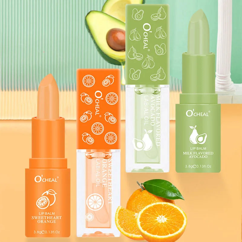 Honey Avocado Lip Balm&Lip Gloss Set PH Color Change Moisturizing Long Lasting Light Pink Lipstick Lips Makeup for Women