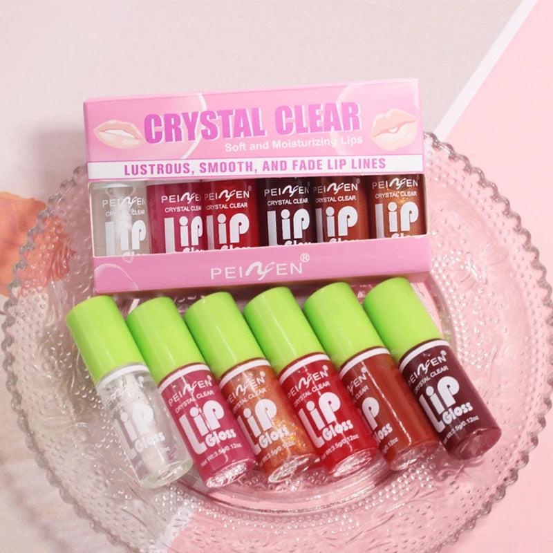 6pcs Moisturizing Min Plump Lips Lipgloss Transparent Lip Oil Sexy Lip Cosmetics For Make Up Liquid Lipstick Lips Cosmetics Gift