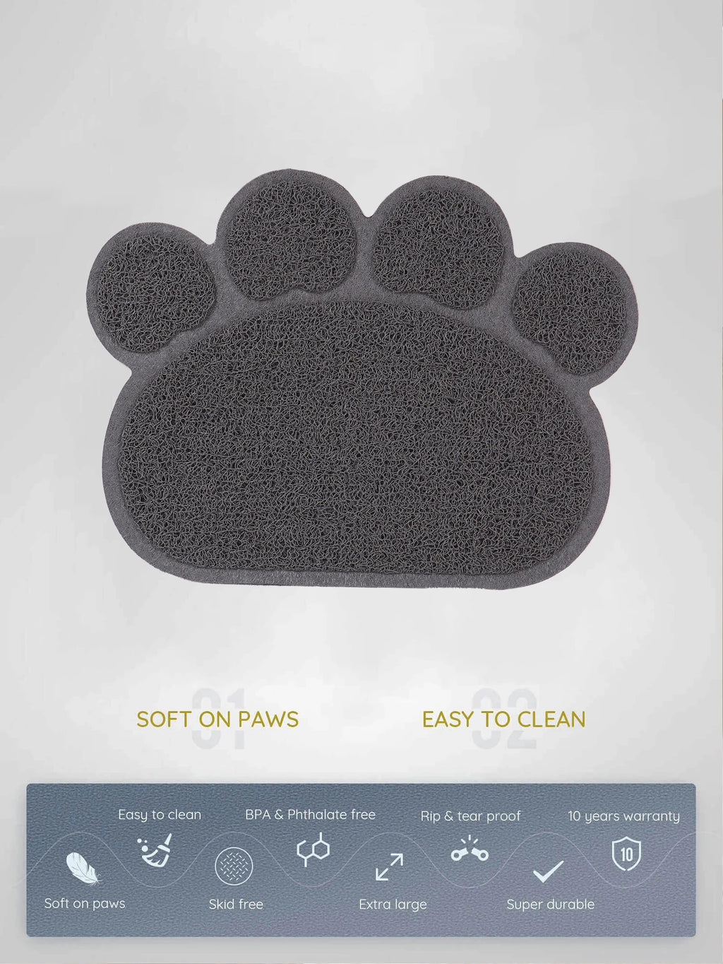 A cat claw shape waterproof pet cat and dog feeding mat, non-slip cat food mat, dog water bowl mat for indoor use