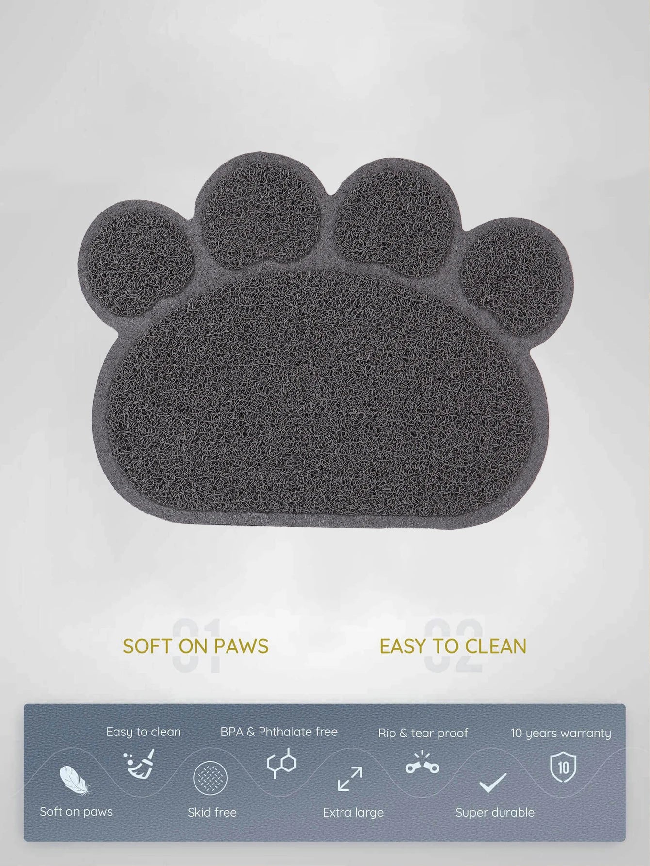 A cat claw shape waterproof pet cat and dog feeding mat, non-slip cat food mat, dog water bowl mat for indoor use
